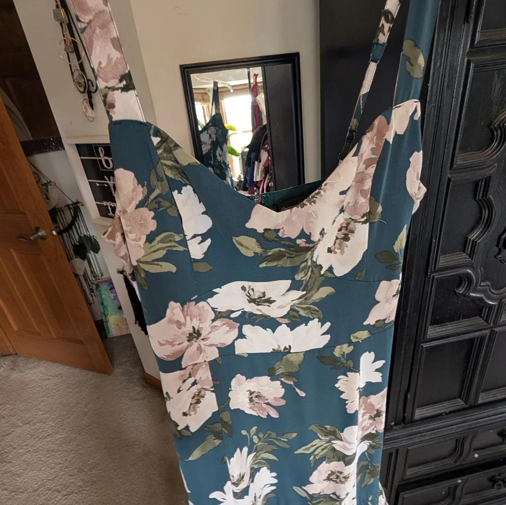 Abercrombie & Fitch Chic Teal Long Floral Maxi Dress